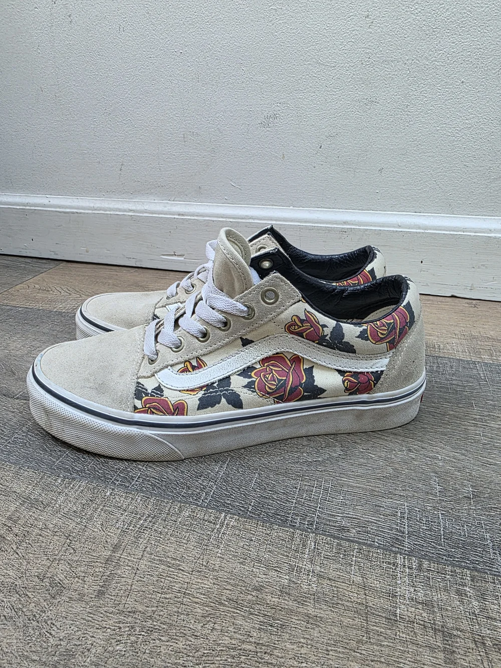RARE Vans Old Skool Mary Rand Rose Floral Suede Shoes Womens 7 Mens 5.5 Sample